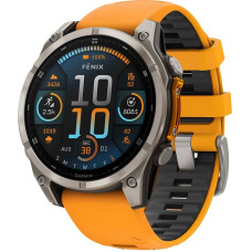 Смарт-годинник Garmin Fenix 8 51mm AMOLED Sapphire Titanium w. Spark Orange/Graphite Silicone Band (010-02905-10)
