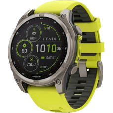 Смарт-годинник Garmin Fenix 8 51mm Solar Sapphire Titanium w. Amp Yellow/Graphite Silicone Band (010-02907-20)