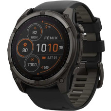 Спортивний годинник Garmin Fenix 8 51mm Solar Sapphire Carbon Gray DLC Titanium w. Black/Pebble Gray S. Band (010-02907-10)